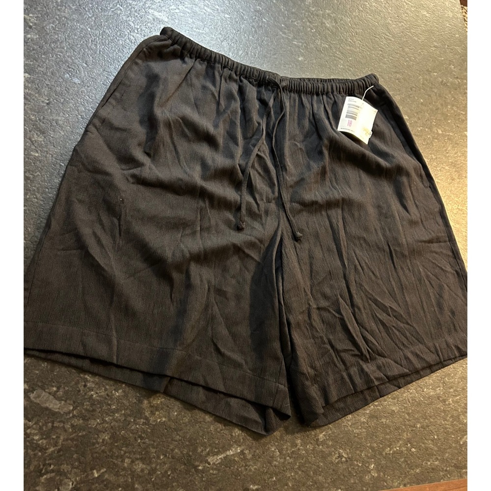 Elisabeth Liz Claiborne Womens Black Textured  Drawstring Shorts Size‎ 18 NWT